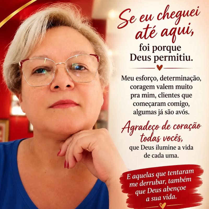 Mensagem de gratidão da Gilmara às clientes
